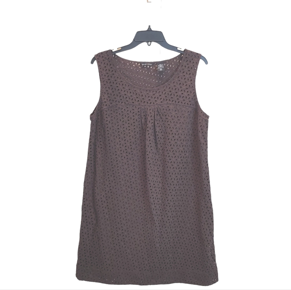 New York Company womens eyelet lined sleveless brown casual cotton dress size 14